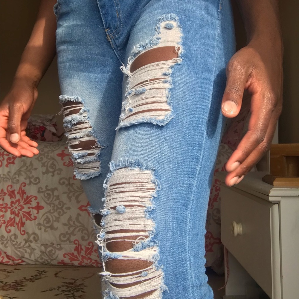 Denim ripped jeans